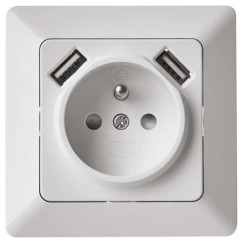 Zásuvka s USB 2,1 A max., biela