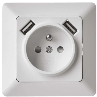 Zásuvka s USB 2,1 A max., biela