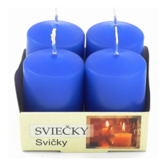 Adventné sviečky kráľovská modrá, 4 ks