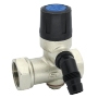 Poistný ventil pre tlakové elektrické ohrievače v rozvodoch pitnej a úžitkovej vody do maximálneho pracovného tlaku 0,6 MPa a teploty 90 °C. Ventil sa dodáva nastavený na pretlak 0,67±0,03 MPa.