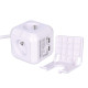 Predlžovací kábel 2 m kocka 4z+2USB, biely