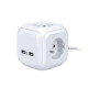 Predlžovací kábel 2 m kocka 4z+2USB, biely