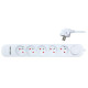 Predlžovací kábel 3 m s vypínačom, 5 zásuviek, USB A+A 12 W, biely