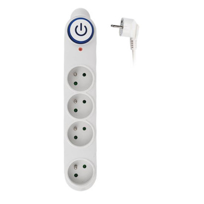 Prepäťová ochrana 150 J, 4 zásuvky, 3 metre, biela