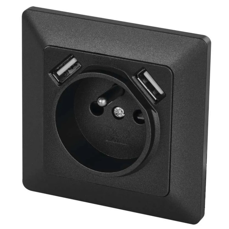 Zásuvka s USB 2,1 A max., antracit