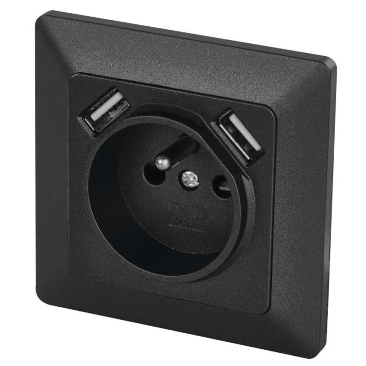 Zásuvka s USB 2,1 A max., antracit
