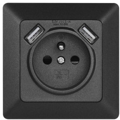 Zásuvka s USB 2,1 A max., antracit