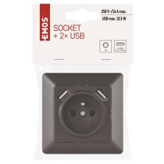 Zásuvka s USB 2,1 A max., antracit