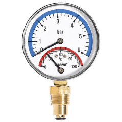 Termomanometer 0-6 bar / 0-120 °C 1/2" spodný