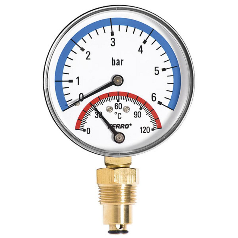 Termomanometer 0-6 bar / 0-120 °C 1/2" spodný