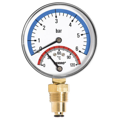 Termomanometer 0-6 bar / 0-120 °C 1/2" spodný