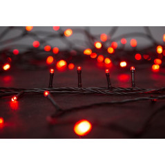 Vianočná reťaz červená 10 m/100 LED Serpens, 8 funkcií, s adaptérom, IP44