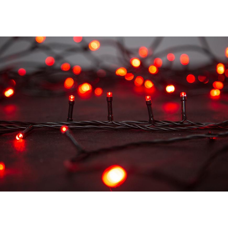 Vianočná reťaz červená 10 m/100 LED Serpens, 8 funkcií, s adaptérom, IP44