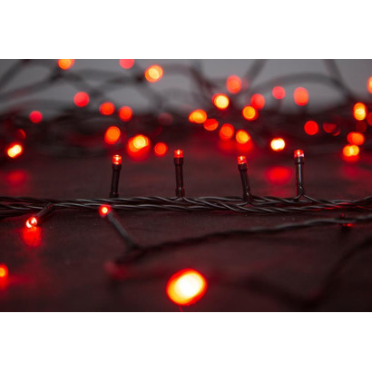 Vianočná reťaz červená 10 m/100 LED Serpens, 8 funkcií, s adaptérom, IP44