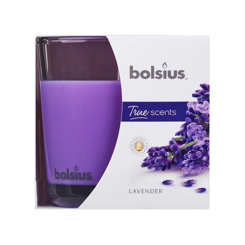 Vonná sviečka v skle 95x95 mm True Scents levanduľa