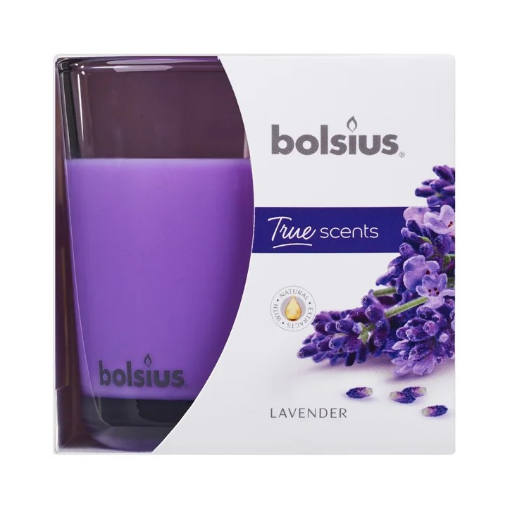 Vonná sviečka v skle 95x95 mm True Scents levanduľa