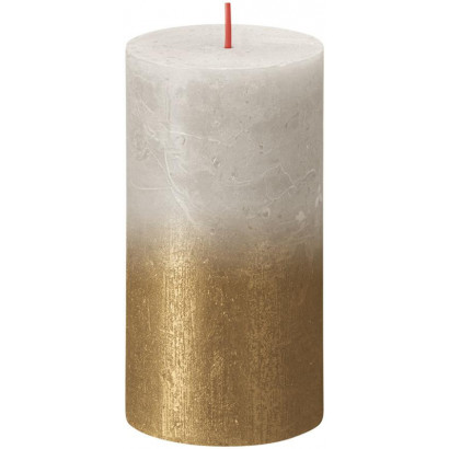 Sviečka valcová 68x130 mm, Sunset Sandy Grey+Gold