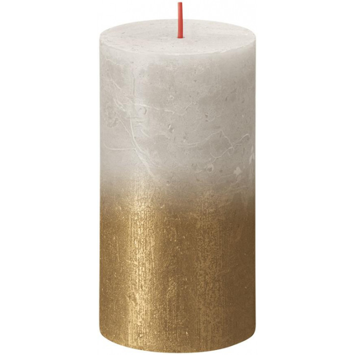 Sviečka valcová 68x130 mm, Sunset Sandy Grey+Gold
