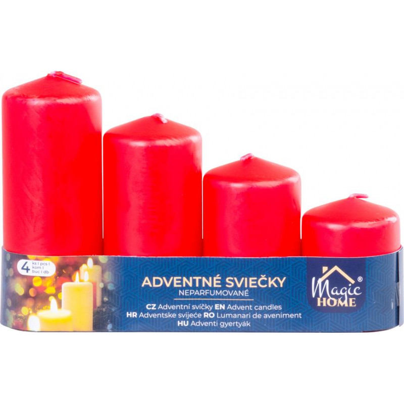 Adventné sviečky 48 mm x 60/80/100/120 mm, červené Adventné sviečky 48 mm x 60/80/100/120 mm, červené