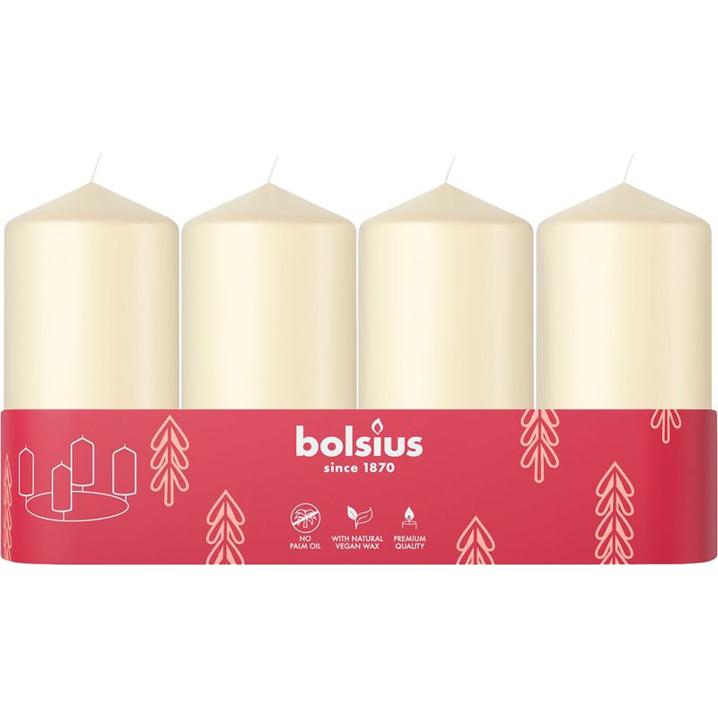 Sviečky Pillar Advent 48x100 mm, krémové, 4 ks Sviečky Pillar Advent 48x100 mm, krémové, 4 ks