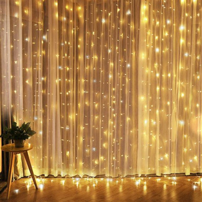 LED svetelný záves 1,2x1,5 m, 300 LED, časovač, 8 funkcií, 3xAA/USB