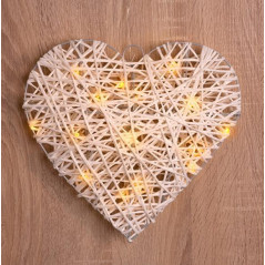 Vianočná dekorácia Rattan Metal Heart 30x6 cm, 15 LED, 3xAA