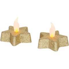 LED sviečka Hviezda 5,8x4,8 cm, zlatá, teplá biela