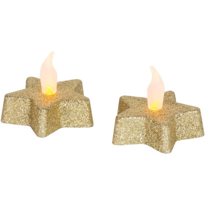 LED sviečka Hviezda 5,8x4,8 cm, zlatá, teplá biela
