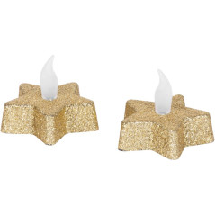 LED sviečka Hviezda 5,8x4,8 cm, zlatá, teplá biela
