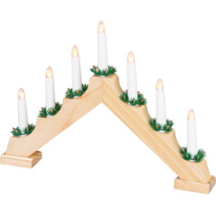 Svietnik so 7 LED sviečkami 39x4,5x29 cm, imitácia dreva, 2xAA