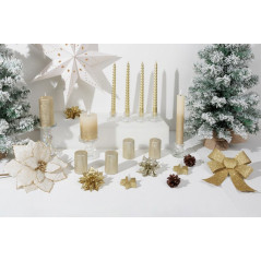 Adventné sviečky valcové 48x80 mm, champagne s glitrami, 4 ks