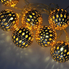 LED svetelná reťaz Vianočné gule zlaté 1 m, 10 LED, 2x AA, IP20