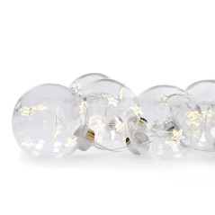 LED svetelná reťaz Vianočné gule s hviezdičkami 2 m, 30 LED, 3x AA, IP20