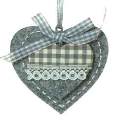 Filcové srdiečko na zavesenie 9x8 cm, sivé