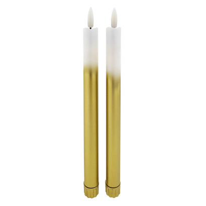 LED sviečky dlhé 2x25 cm, 2xAA, bielo-zlaté, 2 ks