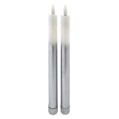 LED sviečky dlhé 2x25 cm, 2xAA, bielo-strieborné, 2 ks