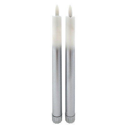 LED sviečky dlhé 2x25 cm, 2xAA, bielo-strieborné, 2 ks