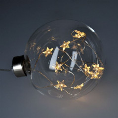 LED vianočná guľa sklenená, 10 LED, 2x AA, IP20