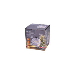 LED vianočná guľa sklenená, 10 LED, 2x AA, IP20