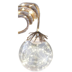 Vianočná LED dekorácia Balldeco, guľa na lane 50 cm, 50x LED teplá biela, 3xAA, IP20