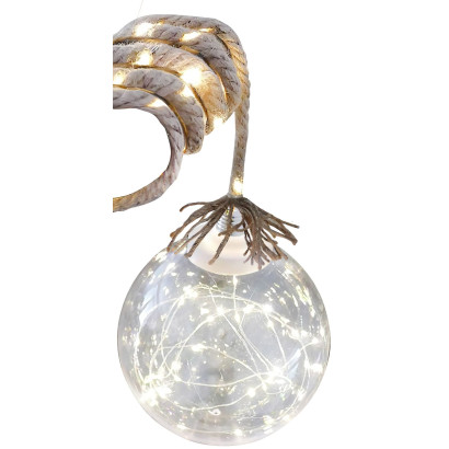 Vianočná LED dekorácia Balldeco, guľa na lane 50 cm, 50x LED teplá biela, 3xAA, IP20