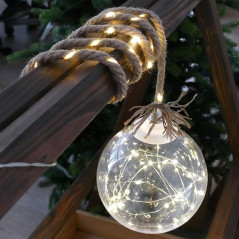 Vianočná LED dekorácia Balldeco, guľa na lane 50 cm, 50x LED teplá biela, 3xAA, IP20