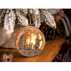 Vianočná LED dekorácia 8,5x2x8,5 cm Jeleň v guli