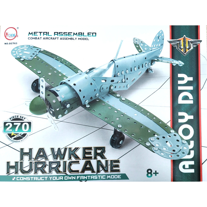 Kovová stavebnica stíhacie lietadlo Hawker Hurricane, 270 dielov Kovová stavebnica stíhacie lietadlo Hawker Hurricane, 270 dielov