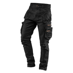 Pracovné nohavice s 5 vreckami DENIM čierne, veľkosť M