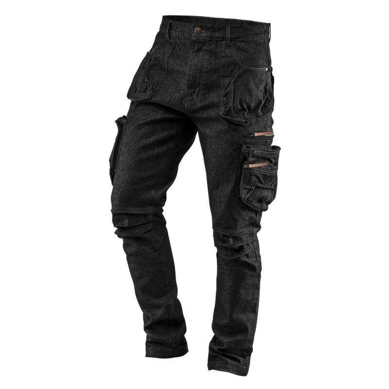 Pracovné nohavice s 5 vreckami DENIM čierne, veľkosť M Pracovné nohavice s 5 vreckami DENIM čierne, veľkosť M