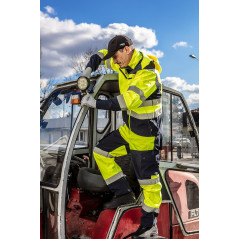 Softshellové pracovné nohavice reflexné výstražné žlté, veľkosť XXL
