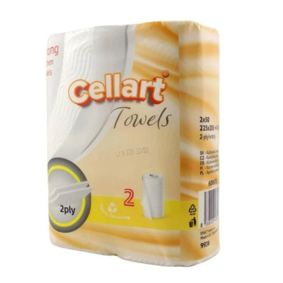 CELLART Kuchynské utierky 2-vrstvové, 50 útržkov, 2 rolky