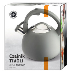 Čajník z nehrdzavejúcej ocele s píšťalkou TIVOLI sivý, 2,7 l
