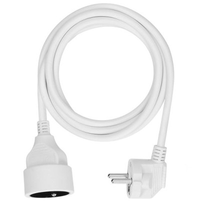 Predlžovací kábel s 1 zásuvkou, 2 m, biely